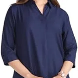 Rayon Flare Top for Women | 3/4th Sleeve Regular Fit and Flare Top | Women Office Tops Tunic | Western Long Shirt Top for Women | Shirt Collar Top for Women | Rayon Tunic Tops for Women Western-image-66