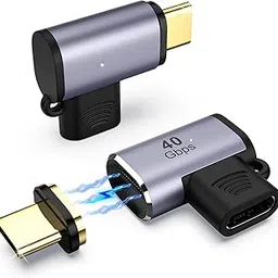 MICROWARE 90°Angle USB4.0 C Magnetic Adapter Connector 40Gbps Type C Male to Female Right Angle Extender,with LED Light and Ear Button Hole, Support 100W OTG 8K@60Hz Transmission-picture-31