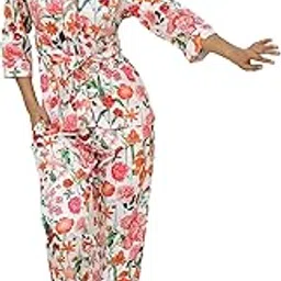 say Women's Satin Night Suit Set Shirt and Pyjama Lounge Wear Night Dress_(Off White, Small)-picture-57