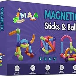 Imaa Toys | Magnetic Building Sticks and Balls Set for Kids | STEM Construction Toy for Creativity & Learning | Educational Magnetic Blocks Game for Boys & Girls Ages 3+ Years (24 Sticks, 24, Piece)-image-79