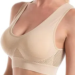 MIPPO® Solid Color Breathable Sports Bra, Round Neck High Stretch Hollow Out Fitness Top, Women's Activewear | Push Up and Sweat Proof Bra | Breathable and Wirefree-picture-24