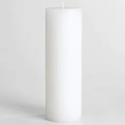 Sapi'S Luxurious Designer Tall (9"x 3") Unscented Pillar Candle for Home Decor | Diwali Candles | Birthday Candles | Valentines Candles | New Year Candles | Spa Candles | 100 Hrs. | Set 1 (White)-picture-42