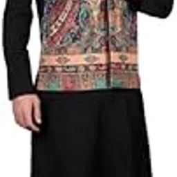 koshin Men's Ethnic Koti | Traditional Art Silk Nehru Jacket | Printed Festive & Wedding Waistcoat | Sleeveless Indian Modi Jacket for Kurta, Sherwani & Indo-Western Outfit image 1