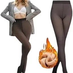 Winter Warm Leggings Thick Fleece for Women/Girl Super Warm Fake Translucent Woolen Fur Stockings | Thigh High Lined Sheer Thermal Jegging Tights-image-13