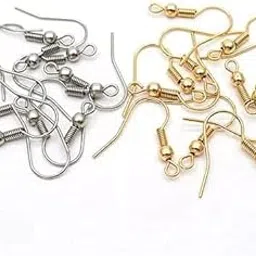 zilzon ZILZON® Jewellery Making Earring Hook for Silk Thread Jewellary Making Golden and Silver 50 Golden and 50 Silver (100 Pices),Metal-picture-21