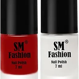 Long Lasting Nail Polish | Nail Paint Combo 7 ml Each) - Set of 2 Light Red-White-picture-14