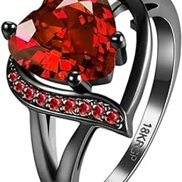 fashion frill Crystal Heart Ring For Women Stainless Steel Black Silver Finger Ring For Girls Women Romantic Valentine Gift For Wife Girlfriend Promise Ring image 1