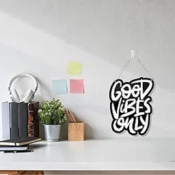 Blue Finch Wall Hanging Decor Good Vibes Only Home Decor Item For living Room and Bedroom, Motivational Wall Hanging for Office Decor-image-67