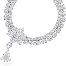 Luxury American Diamond Nosepin with Hanging Teardrop Stone-image-0