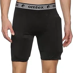 omtex Compression Batting Shorts for Right-Handed Cricketers with Inner Pad – Black - M-picture-27