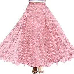 3buddy fashion Women's Polka Dot Georgette Ethnic Maxi Skirt, High Waist, Flared, Elegant Design-picture-23