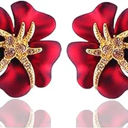shining diva fashion Latest Crystal Flower Stud Tops Earrings for Women and Girls-picture-18