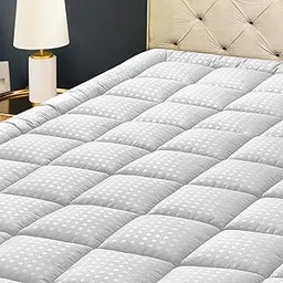 HYLEORY Queen Mattress Pad Quilted Fitted Mattress Protector Cooling Pillow Top Mattress Cover Breathable Fluffy Soft Mattress Topper with 8-21" Deep Pocket-image-45