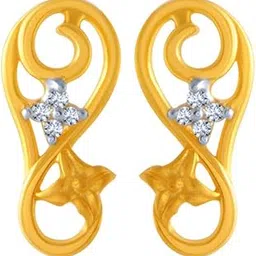 p.c. chandra jewellers 14k (585) Yellow Gold and American Diamond Stud Earrings for Women-picture-30