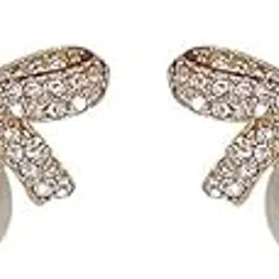 Korean Earrings For Women & Girls Stylish | Fashion Drop Bow Gold Earring | Danglers pearl Western| Birthday Anniversary Gift-picture-32