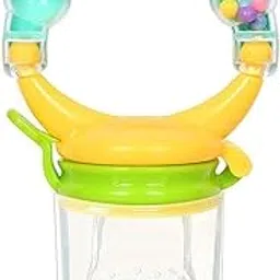 KIDS BASIC BPA Free Silicone Food Nibbler for Fruit and Veggie with Rattle Handle, Fruit Feeder Soft Pacifier, Fruit Nibbler Feeder for Newborn Baby Boy - Baby Girl, Infant, Babies, Toddler, Blue-picture-45