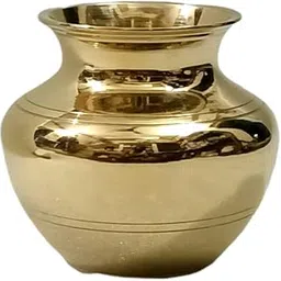 SK METALS Brass Puja Kalash Lota / Pure Golden Brass Lota / Kalash |/Puja Kalash / Tumbha / Pital Lota / Balangir / Heavy Strong Metal Brass /Dia 8.5 Cm / Ht; 12 Cm / 750 Ml, Round-picture-51