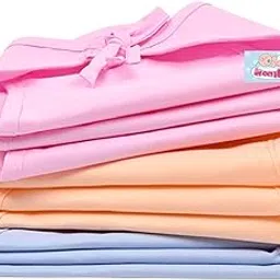 Nappy for New Born Baby/Cotton Cloth Langot for Babies # 0-6 Months # Double Layer Nappies # U Shaped # Washable and Reusable # Pack of 9 Pcs by Nonibud (9)-image-77