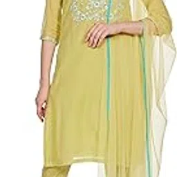 biba Women Art Silk A-Line Kurta Regular Pant Suit Set-picture-41
