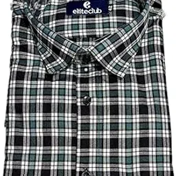 Men's Woolen Plaid Shirt, Black and Green Check Pattern, Winter Wear-image-2