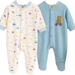 Cotton Romper Sleepsuit, Infant Jumpsuit Night Suit, Newborn Baby Boys and Girls Pack of 2-picture-18