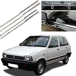 Auto E-Shopping Car Window Lower Garnish Stainless Steel Chrome Finish Exterior for Maruti Car 800 Set of 4 Pieces-picture-23