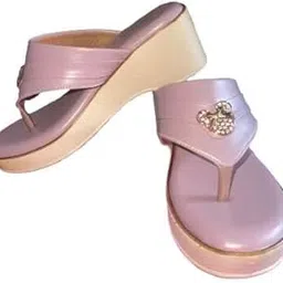 nazim shoe Women’s Wedge Sandals with Mickey Embellishment | Cute & Comfortable Platform Slip-On Chappals | Stylish Footwear for Women & Girls-picture-33