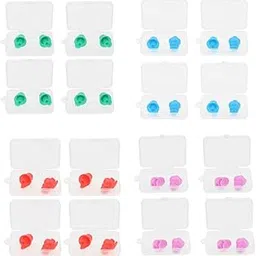 GAH 4 Pairs Silicone Earplug Airplane Travel Noise Cancelling Ear Plugs Green-picture-28