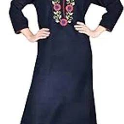noty Women Woolen Winter Fleece Nighty 3/4 Sleeve - Punch, Maroon, Deep Purple, Navy Blue-picture-26