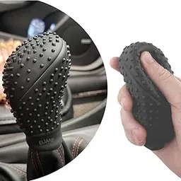 Eliane Universal Car Gear Knob Protector Silicone Gear Shifter Cover for Anti-Scratch Car Gear Knob Cover & Dust Proof Nonslip Gear Cover for All Cars Fit Black (Ovel-1Pcs)-image-9