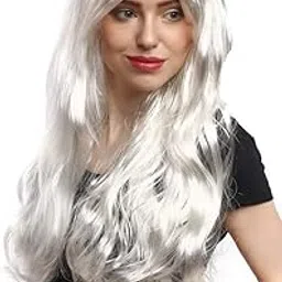 Krisah 20 inch Straight Long Hair Wig Accessories Artificial Hair for Cosplay/Photo Shop Party Props/Fun Hair for Dressing (Silvery White Straight)-picture-35