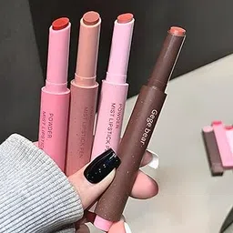 Gege Bear Lipstick Pen Matte | Lightweight Long Lasting | Soft Velvet Touch | Velvet Lipstick with Smooth Finish Benefits | Light Pink to Caramel Brown Shade | Creamy Texture Waterproof | Natural Glow Look Shine | Best Long Stay Color for Women (02# Bean Paste Powder, 2.2g)-picture-35