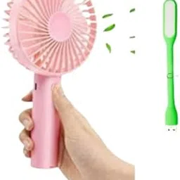Feriiwala Mini Portable USB Hand Fan with free USB Light Cooling Fan, Fan, Handheld Fan Pink for Office Bedroom Travel Home-picture-27