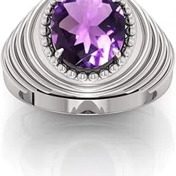 rrvgem AMETHYST Ring 6.25 Ratti 6.00 Carat AMETHYST stone Silver Plated Ring Adjustable Ring for Men and Women-picture-18