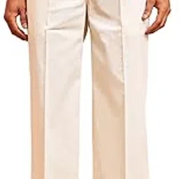 Men Cotton Lycra Wide Leg Palazzo - Zip Button Elastic Waist Party-image-70