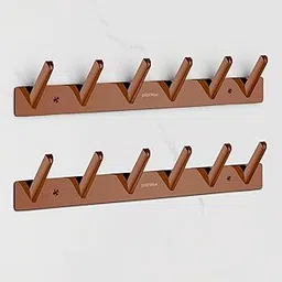 Plantex Wall Hooks for Hanging Cloth/Stainless Steel Towel Hangers/Bathroom Robe Hooks/Door Hangers/Square Wall Hook/Hook Rail for Hanging Keys - 6 Hooks (Pack of 2, PVD Rose Gold)-picture-13