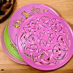 SESONBY (Set of 4) Round 8" Big Size Jali Rangoli Making Stencil Rangoli Stancils Tools Diwali Rangoli Rangoli Tools with Pre Drawn Design Design May Vary-image-15