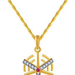 p.c. chandra jewellers 14k (585) Yellow Gold and American Diamond Pendant for Women-picture-10