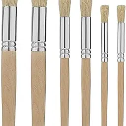 Qatalitic Wooden Stencil Brushes Set of 6 Pcs, Bristle Brushes Wood Paint Template Brush, Perfect for Acrylic Painting, Oil Painting, Watercolor Painting, Stencil Project, Card Making & DIY Art Crafts-image-23