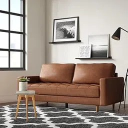 LEGACY OF COMFORT Teak Wood Clark 3-Person Sofa Couch Chaise Lounge Sectional Sofa for Living Room Office Guest Room (Camel), Multicolor (Camel)-picture-29