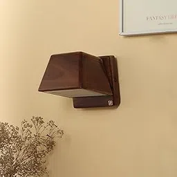 Green House Handmade Sheesham Wood Wall Light Lamp | Bedroom, Living Room, Dining Area, Hall | 8W Inbuilt Tri-Color LED | Warm/Natural/Cool White | Diwali Home Decor Luxury Light-image-1
