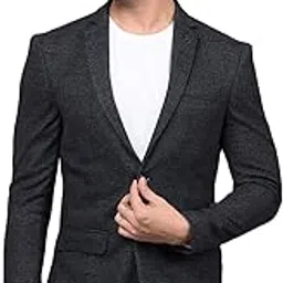 Men's Grey Checked Single Breasted Blazer-image-15