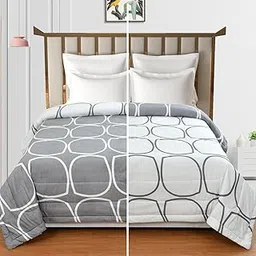 Comforter Double Bed | 220 GSM | Quilt AC Blanket for Double Size Bed | Reversible Super Soft Microfiber Blanket | 90x90 Inches (Grey White Circle)-picture-27