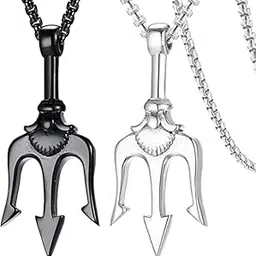Pendant for Men combo Black Silver gold Boys Mens boyfriend gents Boy girls Women Unisex Stainless Steel locket fashion 2 Necklace Long Lockets Valentine gift Stylish Simple Chain Pendant-306-image-88
