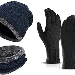 radiant Winter Cap for Women Woolen Winter Set for Men with Neck Warmer & Gloves Set | Beanie | Woolen Set-picture-16