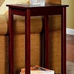Streema art Tall End Table, Side Table with Lower Shelf for Home Decor,Living Room, Single Table (Walnut)-picture-25