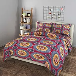 Prozone Warm Bedsheet for Winter Double Bed With 2 Pillow Covers | Super Soft Fleece Polar Blanket Cum Bed Sheet | Woolen AC Blanket | King Size (Circle & Red)-picture-16