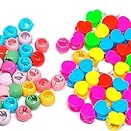 Trendsetter Pack of 100 pcs Multicolor plastic Mini Hair Claw/Clips for kids toddlers baby girl (50 pcs Heart shape + 50 pcs round shape)-picture-47