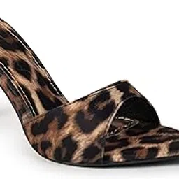 sheyel Women's Leopard Print Stiletto Heels | Stylish Open Toe Slip-On Sandals | 3.5 inches Heels-picture-19