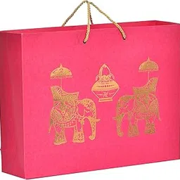 PPJ ® - PAPER CARRY BAG (ELEPHANT KALASH FOIL PRINTED), 16 Inch X 4 Inch X 12 Inch (Large) for DIWALI/FUNCTION/BIRTHDAY/RETURN GIFTS CHRISTMAS (Pack of 10)-picture-24